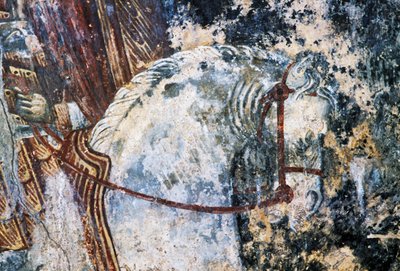 Ló, sérült freskó a mennyezeten az Agios Vasileios templomban, Vavouledo, Kréta, Görögország (fotó) alkotó: Walter Charles Mills