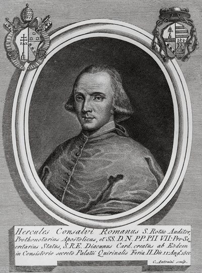 Ercole Consalvi (1757-1824) olasz bíboros és politikus portréja, Carlo Antonini metszet alkotó: Walter Charles Mills