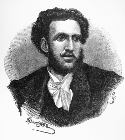 Iginio Ugo Tarchetti (1839-1869) olasz író, költő és újságíró portréja, metszet alkotó: Walter Charles Mills