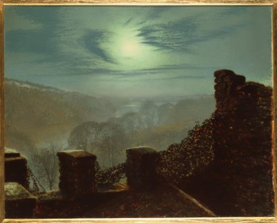J.A.Grimshaw, Telihold pehelyfelhő mögött, Roundhay P. alkotó: John Atkinson Grimshaw