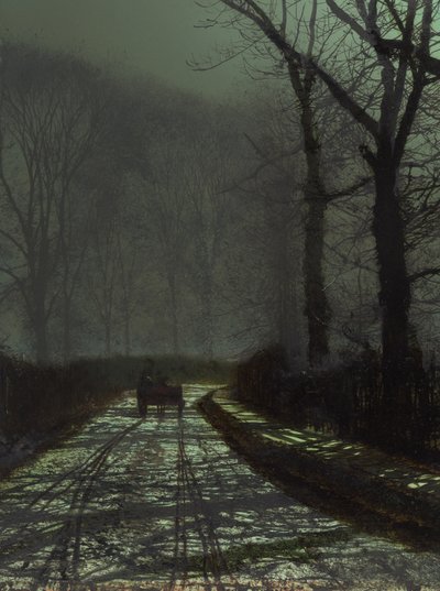 Lane jelenet éjszaka alkotó: John Atkinson Grimshaw