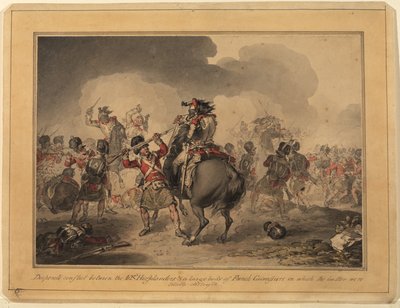42. Highlanders Waterlooban, 1815 (toll és tinta wc papíron) alkotó: John Augustus Atkinson