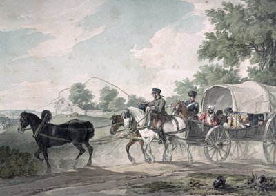 Belga vagon, amely sebesülteket szállít a mezőről az 1815-ös waterlooi csata után alkotó: John Augustus Atkinson
