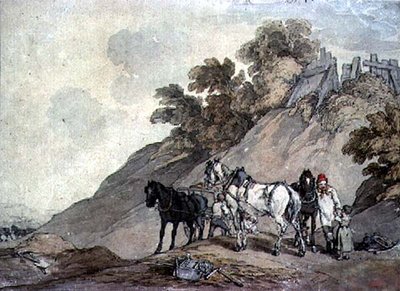 Kocsi és csapat egy kavicsbányában alkotó: John Augustus Atkinson