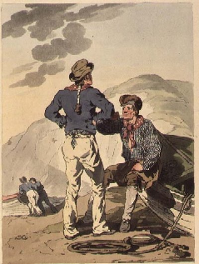 Matrózok a "The Costume of Great Britain" című műből, a művész metszete, William Miller és James Walker kiadása. alkotó: John Augustus Atkinson