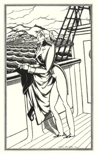 Illusztráció Don Juanhoz, Lord Byron: "Adieu, adieu! Az én szülő partom" (litho) alkotó: John Austen