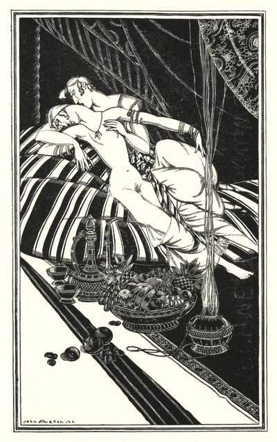 Illusztráció a Don Juanhoz, Lord Byron: Haidee és Juan nem házasok, a hiba az övék volt, nem az enyém (litho) alkotó: John Austen