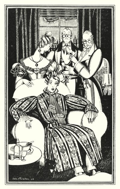 Illusztráció Don Juanhoz, Lord Byron: Nem tudom, hogy volt, de megbetegedett (litho) alkotó: John Austen