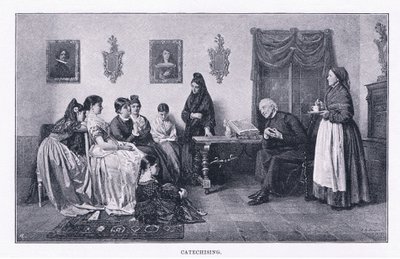 Katekizálás, a The Magazine of Art 1893, Cassell and Company-ból. alkotó: John Bagnold Burgess
