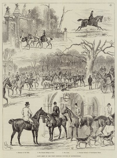 A West Norfolk Hounds gyepes találkozója Sandringhamben alkotó: John Bagnold Burgess