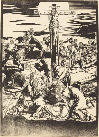 A keresztre feszítés [középső lemez] alkotó: John Baptist Jackson after Jacopo Tintoretto