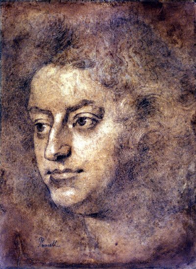 Henry Purcell (1659-1695) angol zeneszerző portréja. Sir John Clostermannak tulajdonított festmény. Fekete kréta. 1695. London, National Portrait Gallery. alkotó: John Baptiste Closterman