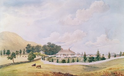 Harry Cobleys ház, Devonport, Auckland, Új-Zéland, 1867 körül épült (wc és kínai fehér papíron) alkotó: John Barr Clark Hoyte