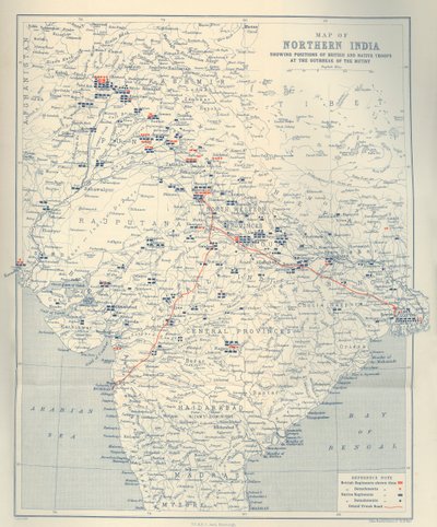 Észak-India térképe, 1901. alkotó: John Bartholomew