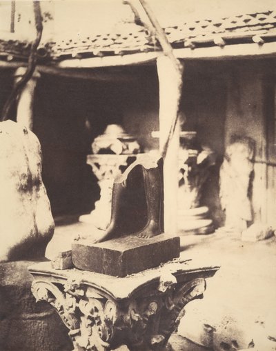 Egy egyiptomi szobor töredéke a Cherchell-i Múzeumban, Algériában, 1856. alkotó: John Beasley Greene