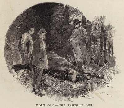 Egy régi versenyló életének vége (litho) alkotó: John Beer