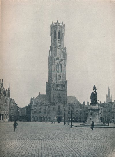 A piac és a harangtorony, Brugge, Belgium c1900 1914-1915 alkotó: John Benjamin Stone