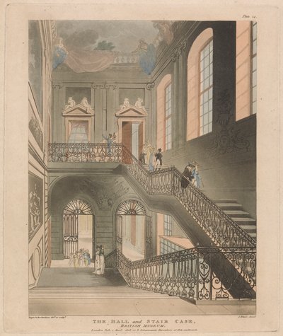 The Hall and Stair Case, British Museum alkotó: John Bluck