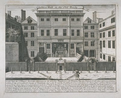 Kilátás a Justice Hallra, Old Bailey, 1740 körül alkotó: John Bowles