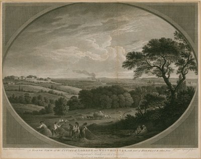 London és Westminster városok északi látképe Highgate egy részével alkotó: John Boydell