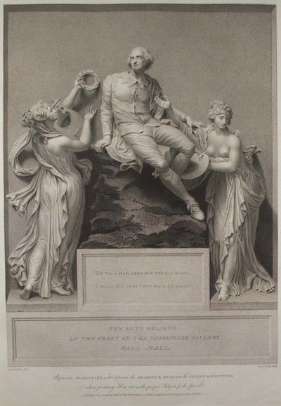 Shakespeare az irodalom múzsájával és a festészet zsenijével, 1803 alkotó: John Boydell