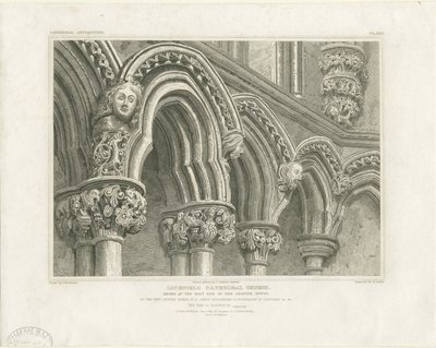Lichfield katedrális belseje – ívek a káptalanházban: metszet, nd [c 1819] (nyomtatás) alkotó: John Britton