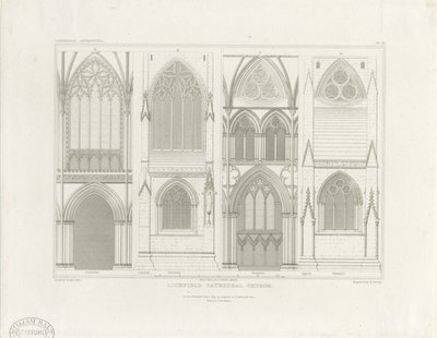 Lichfield katedrális belseje – Hajó és kórus: metszet, nd [c 1819] (nyomtatás) alkotó: John Britton