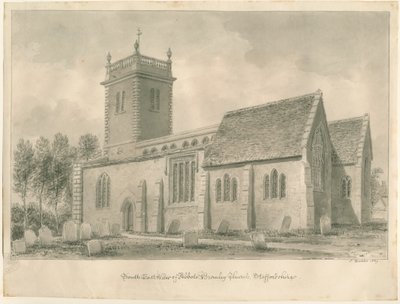 Abbots Bromley templom: szépia rajz alkotó: John Buckler