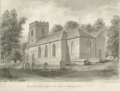 Barlaston templom: szépia rajz, 1844 alkotó: John Buckler