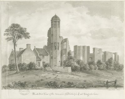 Biddulph Hall (régi): szépia rajz alkotó: John Buckler
