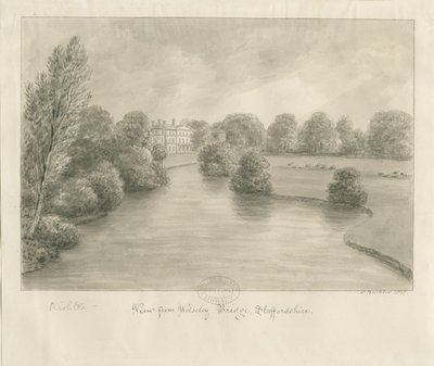 Bishton Hall: szépia rajz, 1841 alkotó: John Buckler