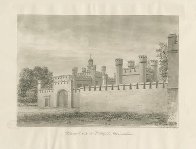 Blithfield Hall - Konyhaudvar: szépia rajz alkotó: John Buckler
