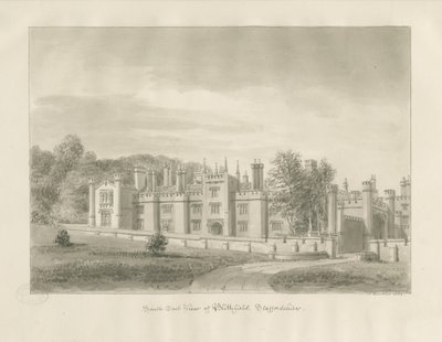 Blithfield Hall: szépia rajz, 1823 alkotó: John Buckler