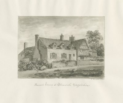 Bloxwich - ősi ház: szépia rajz alkotó: John Buckler