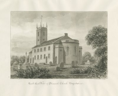 Bloxwich templom: szépia rajz alkotó: John Buckler