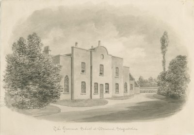 Brewood Gimnázium: szépia rajz, nd [c 1842] (rajz) alkotó: John Buckler