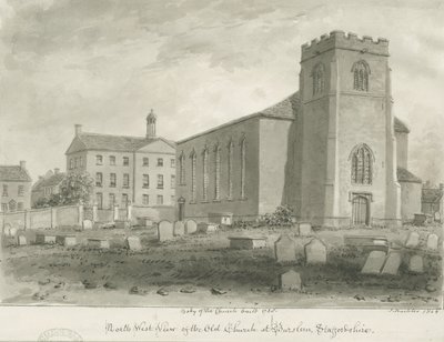 Burslem - Szent János templom: szépia rajz alkotó: John Buckler