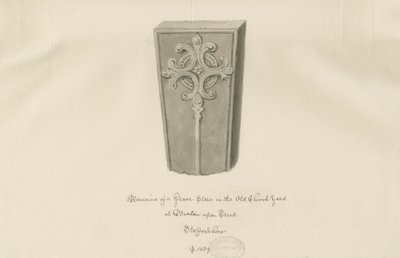 Burton-upon-Trent – Sírkő a „régi” templomkertben: szépia rajz alkotó: John Buckler
