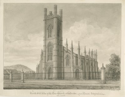 Burton-upon-Trent – Szentháromság-templom: szépia rajz, 1839 alkotó: John Buckler