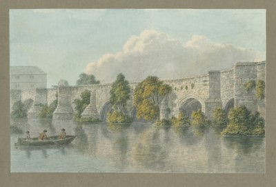 Burton-upon-Trent híd és város: akvarellfestés, és [?XVIII. század] alkotó: John Buckler