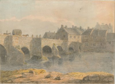 Burton-upon-Trent híd és város: akvarellfestés, és [?XVIII. század] alkotó: John Buckler