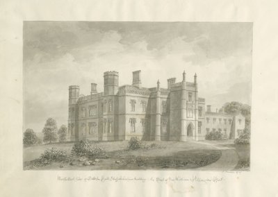 Butterton Hall: szépia rajz alkotó: John Buckler