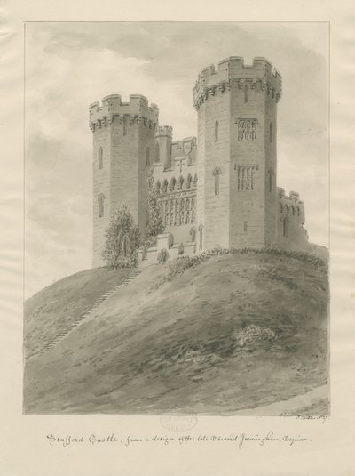 Castle Church - Stafford Castle: szépia rajz alkotó: John Buckler