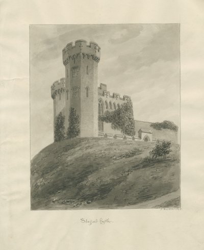 Castle Church - Stafford Castle: szépia rajz alkotó: John Buckler
