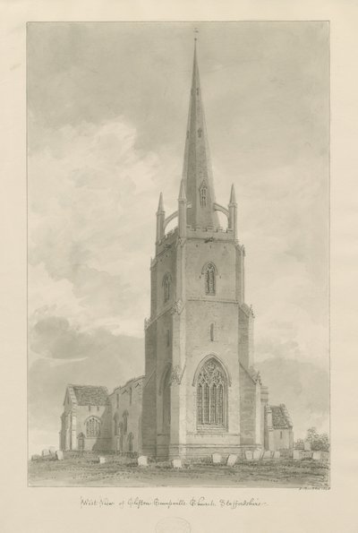 Clifton Campville templom: szépia rajz, 1838 alkotó: John Buckler