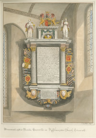 Cornwall – Kilkhampton templom – Sir Bevil Grenville emlékműve alkotó: John Buckler