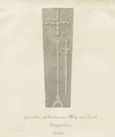 Dieulacres Abbey: szépia rajz alkotó: John Buckler