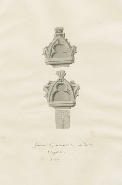 Dieulacres Abbey: szépia rajz alkotó: John Buckler