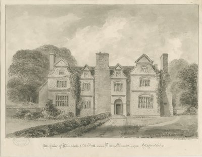 Dimsdale Old Hall: szépia rajz, 1841 alkotó: John Buckler