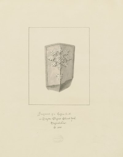 Drayton Bassett Church – Koporsófedél: szépia rajz, 1838 alkotó: John Buckler